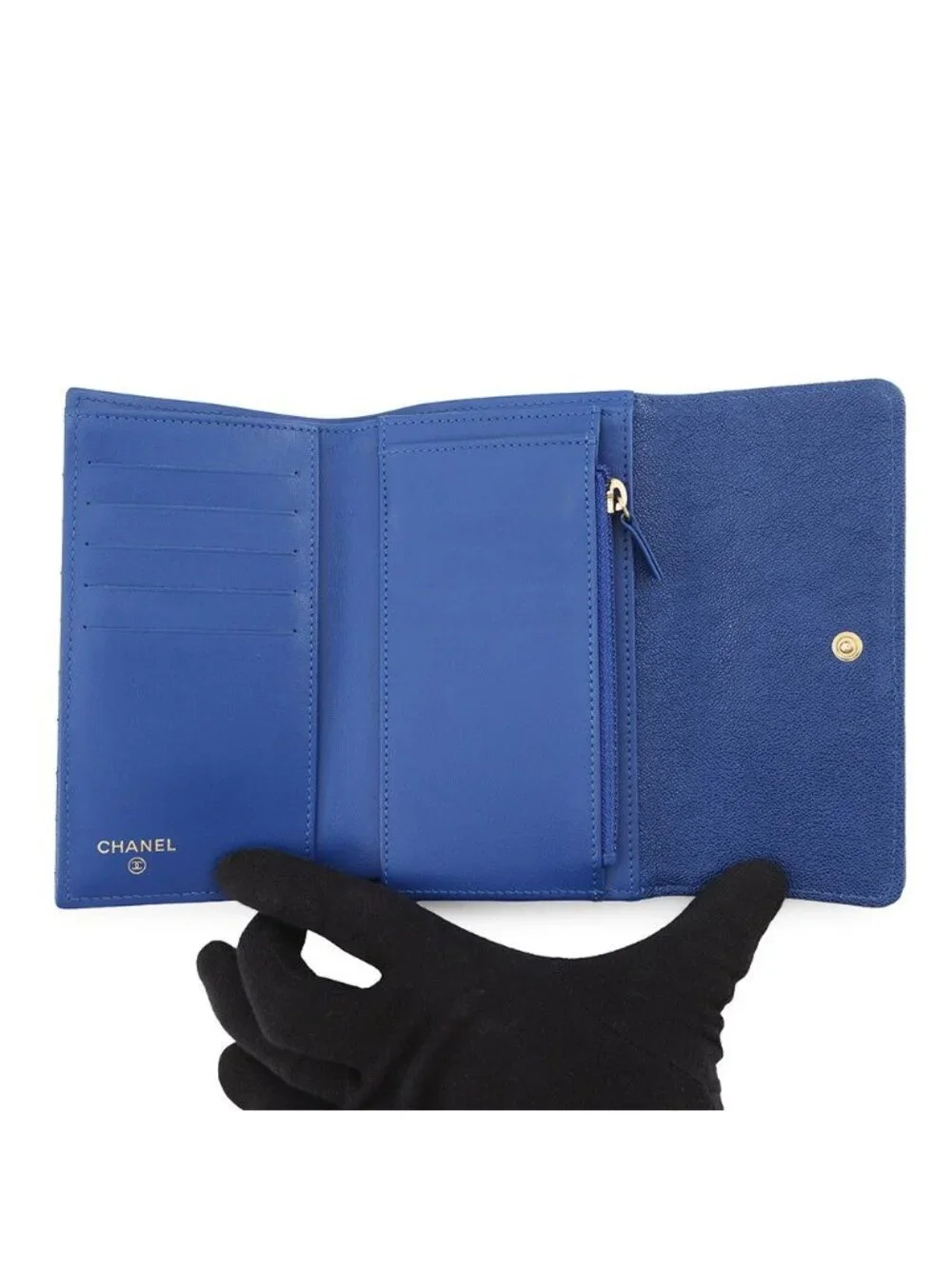 Chanel Trifold Wallet Boy CC Logo Quilted Caviar Leather